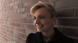 Hot European blond fucked and humiliated, big cock blow job in public, tourists laughing at her.