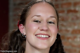 Blindfolded by blackout contact lenses hot amateur is made to jerk off complete strangers in public, ass fucked, and fisted...