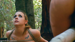 Business women grabbed and tied up in the woods to be fucked and dominated!