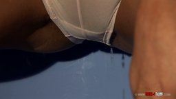 Blonde kinky schoolgirl starts pissing in cotton panties