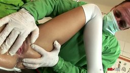 Sasha Rose squirts out white juice from her ass at doctors